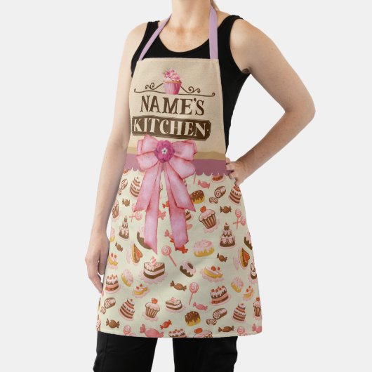 Aangepaste tekst, Waterverf Cupcake en dessert Schort (Insitu)