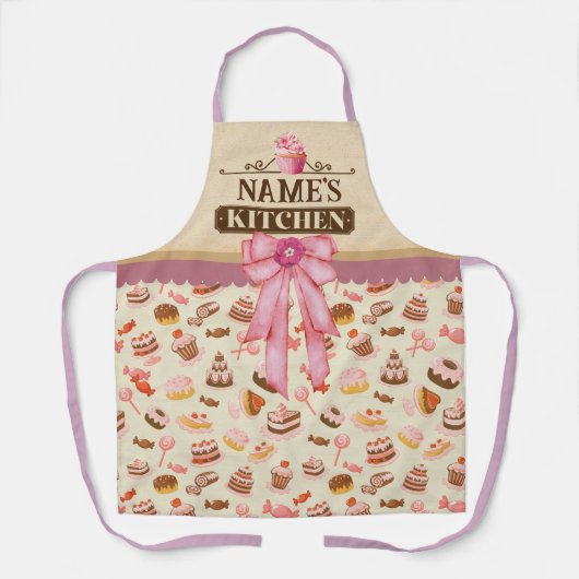Aangepaste tekst, Waterverf Cupcake en dessert Schort (Voorkant)