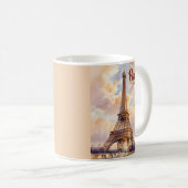 Aangepaste tekst waterverf Eiffeltoren zonsonderga Koffiemok (Voorkant rechts)