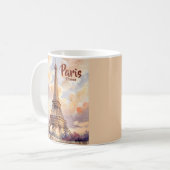 Aangepaste tekst waterverf Eiffeltoren zonsonderga Koffiemok (Voorkant links)