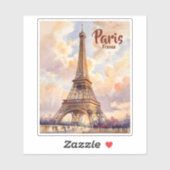Aangepaste tekst waterverf Eiffeltoren zonsonderga Sticker (Vel)