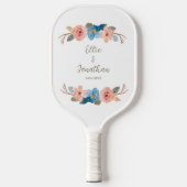 Aangepaste tekst waterverf Floral Swag Weddenschap Pickleball Paddle (Voorkant)