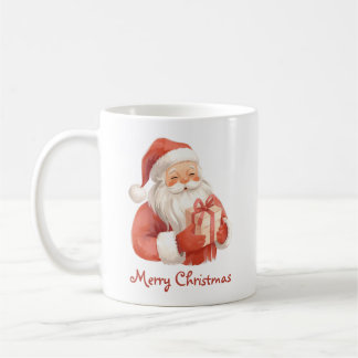 Aangepaste tekst waterverf Kerstman met cadeau Koffiemok