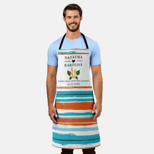 Aangepaste tekst, waterverf keuken schort (Gedragen)