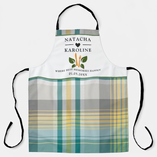Aangepaste tekst, waterverf keuken schort (Voorkant)