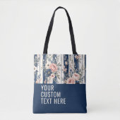 Aangepaste tekst waterverf marine bloem streep pat tote bag (Voorkant)