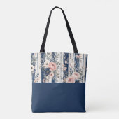 Aangepaste tekst waterverf marine bloem streep pat tote bag (Achterkant)