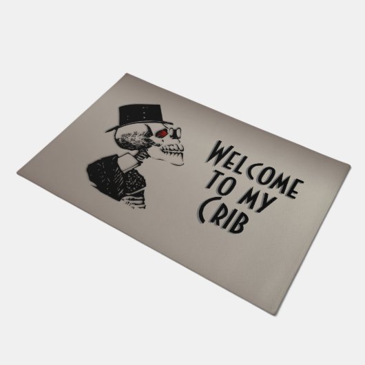Aangepaste tekst Welkom bij Mijn Wieg Classy Skull Deurmat (Schuin)
