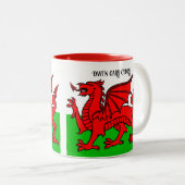 Aangepaste tekst Welsh vlag Tweekleurige Koffiemok (Voorkant rechts)