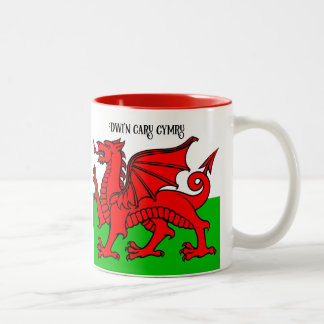Aangepaste tekst Welsh vlag Tweekleurige Koffiemok