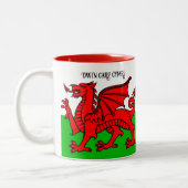 Aangepaste tekst Welsh vlag Tweekleurige Koffiemok (Links)