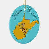 Aangepaste tekst / West Virginia Blue en Gold Keramisch Ornament (Rechts)