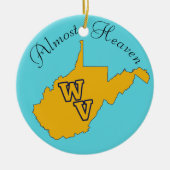 Aangepaste tekst / West Virginia Blue en Gold Keramisch Ornament (Voorkant)