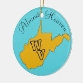 Aangepaste tekst / West Virginia Blue en Gold Keramisch Ornament (Links)