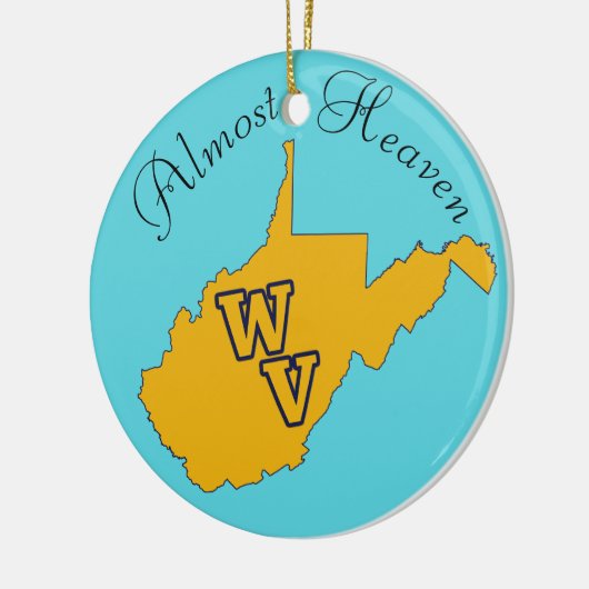 Aangepaste tekst / West Virginia Blue en Gold Keramisch Ornament (Links)