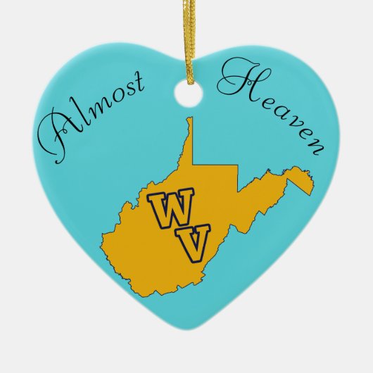 Aangepaste tekst / West Virginia Blue en Gold Keramisch Ornament (Voorkant)