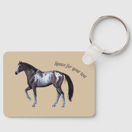 Aangepaste tekst | Westerse Appaloosa paard | renn Sleutelhanger (Voorkant)