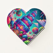 Aangepaste tekst Whimsical Candy Castle Toren Zoet Notitieboek (Achterkant)