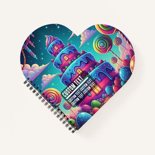 Aangepaste tekst Whimsical Candy Castle Toren Zoet Notitieboek (Voorkant)