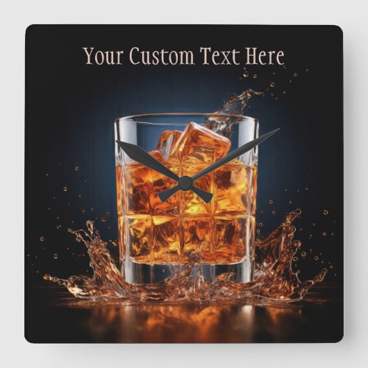 Aangepaste tekst Whiskey op de rotsen Vierkante Klok (Voorkant)