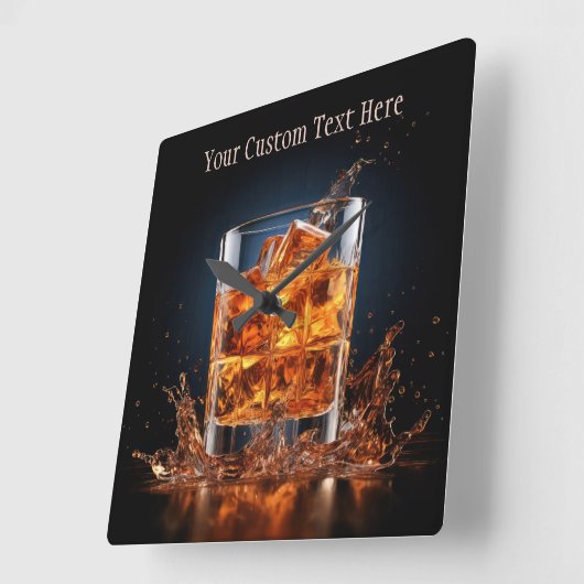 Aangepaste tekst Whiskey op de rotsen Vierkante Klok (Hoek)