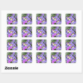 Aangepaste tekst Wild Geranium met Butterflies Vierkante Sticker (Vel)