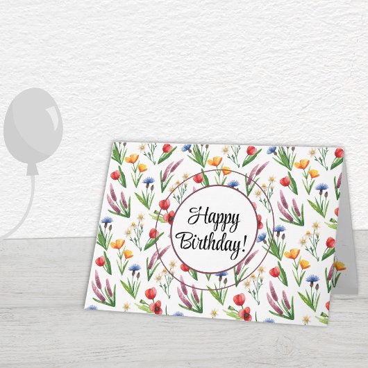 Aangepaste tekst | Wilde bloemen Gefeliciteerd met Kaart