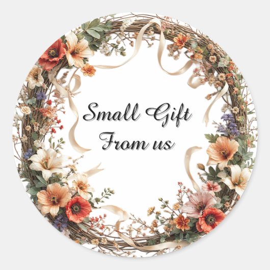 🌸 Aangepaste tekst Wilde bloemen krans 🌸 Ronde Sticker (Voorkant)