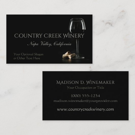 Aangepaste tekst Winery / Bartender visitekaartjes (Voorkant / Achterkant)