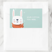 Aangepaste tekst Winter Bunny-stickers Rechthoekige Sticker (Tas)