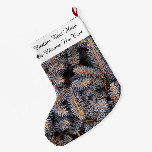 Aangepaste tekst Winter Evergreen Pine Spruce Blue Grote Kerstsok (Achterkant (Hangend))