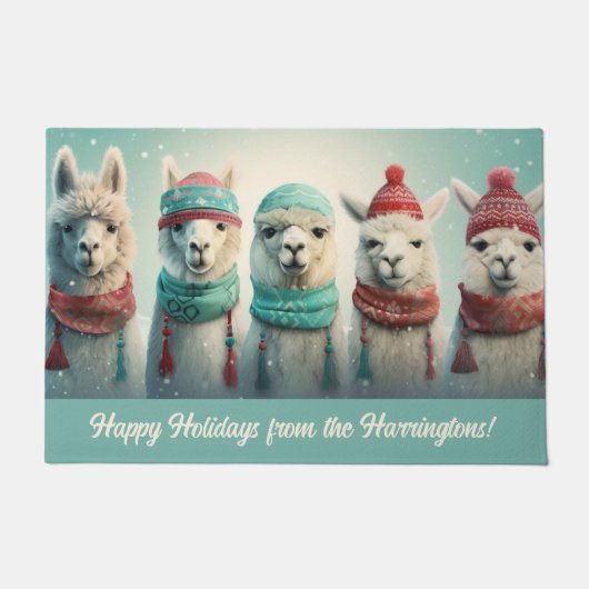 Aangepaste tekst Winter Lamas Deurmat (Voorkant)
