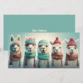 Aangepaste tekst Winter Lama's Feestdagenkaart (Voorkant / Achterkant)