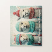Aangepaste tekst Winter Lamas Legpuzzel (Verticaal)