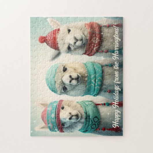 Aangepaste tekst Winter Lamas Legpuzzel (Verticaal)