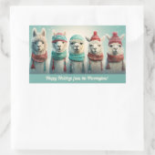 Aangepaste tekst Winter Lamas Rechthoekige Sticker (Tas)