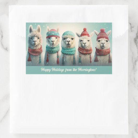 Aangepaste tekst Winter Lamas Rechthoekige Sticker (Tas)