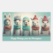 Aangepaste tekst Winter Lamas Rechthoekige Sticker (Voorkant)
