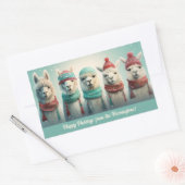 Aangepaste tekst Winter Lamas Rechthoekige Sticker (Envelop)