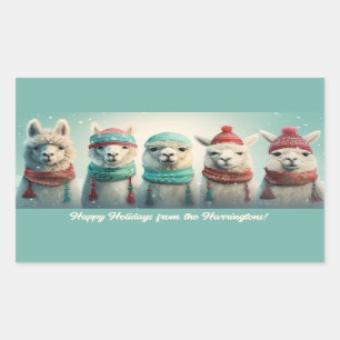 Aangepaste tekst Winter Lamas Rechthoekige Sticker