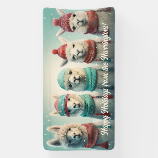 Aangepaste tekst Winter Lamas Spandoek (Verticaal)