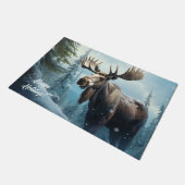 Aangepaste tekst Winter Moose Deurmat (Schuin)
