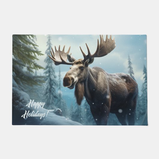 Aangepaste tekst Winter Moose Deurmat (Voorkant)