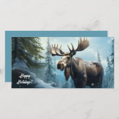 Aangepaste tekst Winter Moose Feestdagenkaart (Voorkant / Achterkant)