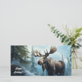 Aangepaste tekst Winter Moose Feestdagenkaart (Staand voorkant)