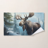 Aangepaste tekst Winter Moose Handdoek (Handdoek)
