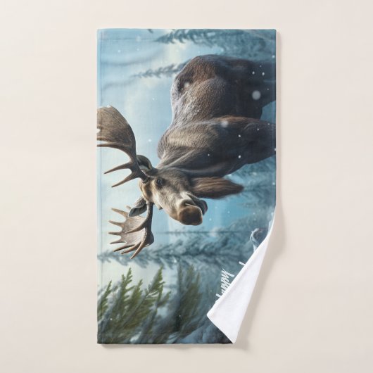 Aangepaste tekst Winter Moose Handdoek (Handdoek)
