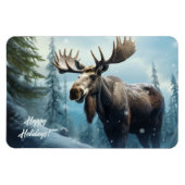 Aangepaste tekst Winter Moose Magneet (Horizontaal)