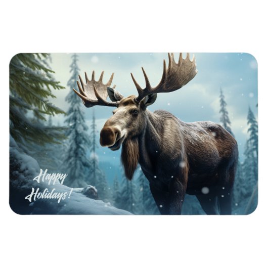 Aangepaste tekst Winter Moose Magneet (Horizontaal)