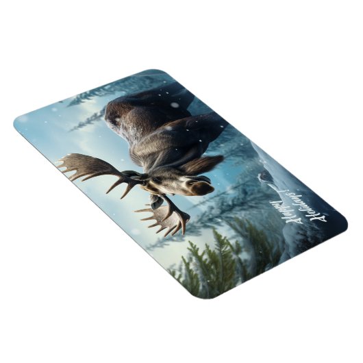 Aangepaste tekst Winter Moose Magneet (Rechterzijde)